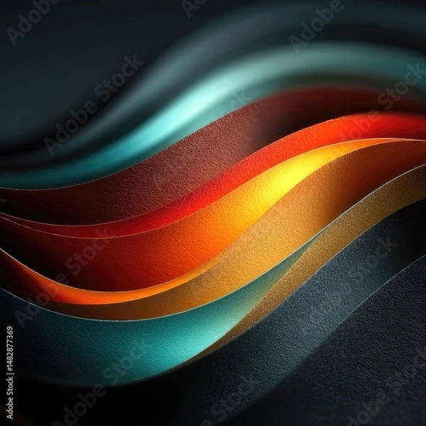 Fototapeta Abstract paper waves in vibrant colors