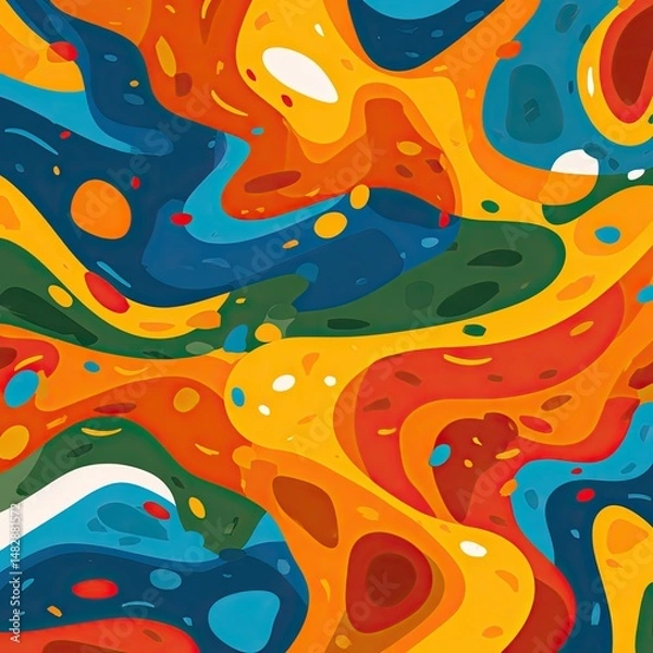 Fototapeta Abstract colorful swirls and blobs, vibrant hues blend seamlessly