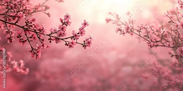Obraz Blossoming branches in a pink dreamscape