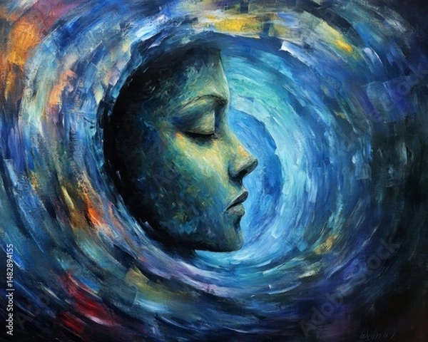 Fototapeta Abstract Portrait of a Woman with Colorful Swirling Background