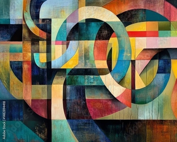 Fototapeta Vibrant Abstract Art Featuring Colorful Geometric Shapes and Patterns