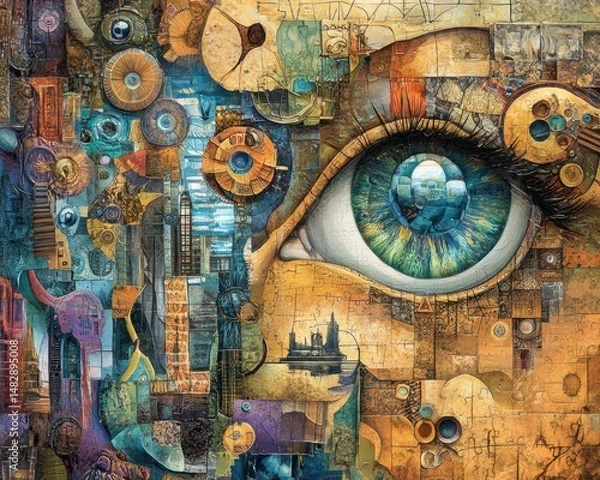 Fototapeta Intricate Abstract Eye Design with Colorful Geometric Patterns