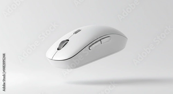 Fototapeta White Computer Mouse Floating on Light Background