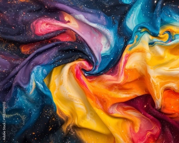 Fototapeta Abstract Colorful Swirl of Paint and Cosmos in Artistic Pattern
