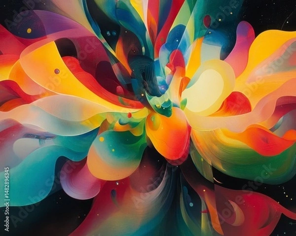 Fototapeta Vibrant Abstract Colorful Swirls and Shapes in Cosmic Space Background