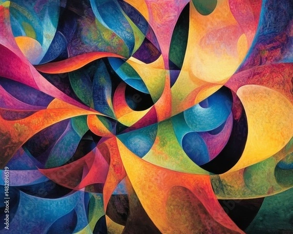 Fototapeta Vibrant Abstract Swirls in Bold Colors and Dynamic Shapes