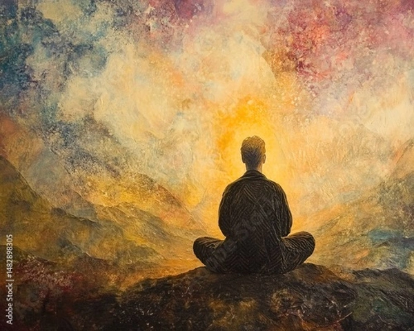 Fototapeta Meditation and Inner Peace in Colorful Abstract Landscape Scene