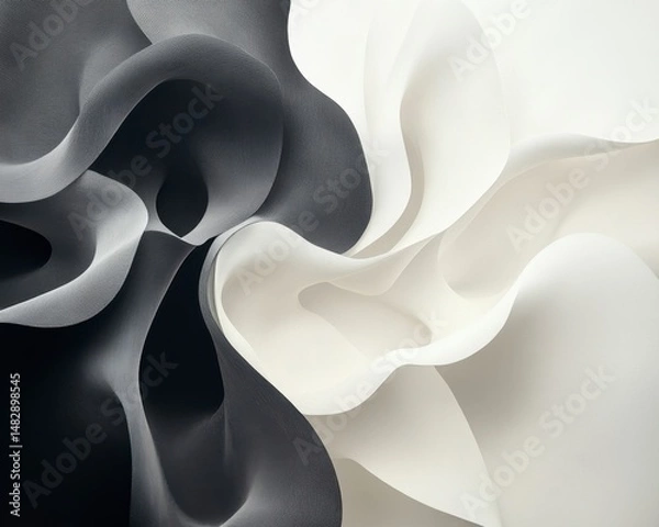 Fototapeta Abstract Paper Texture in Black and White Curves and Swirls