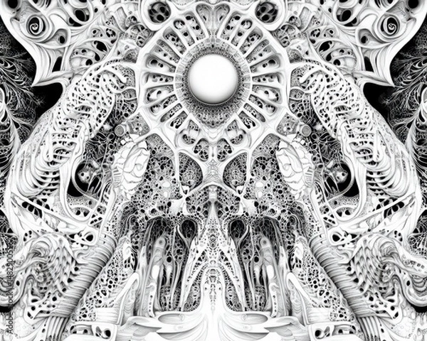 Fototapeta Intricate Abstract Black and White Design with Organic Patterns