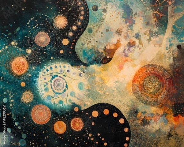 Fototapeta Abstract Cosmic Art with Vibrant Colors and Intricate Patterns