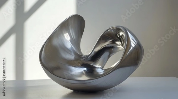 Obraz Abstract Polished Metal Sculpture: A Study in Form and Light