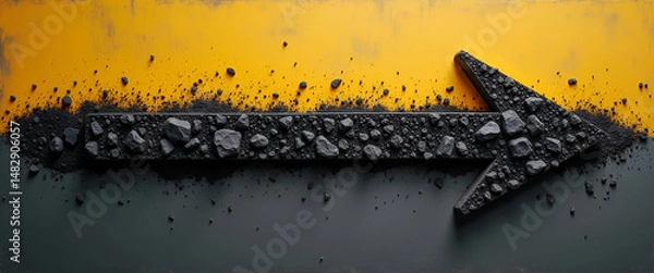 Obraz Photo realistic as Coal and Horizontal Arrow concept as Coal symbols and a horizontal arrow on a whimsical background offering ample space for text or graphics symbolizing stable coal commodity value.
