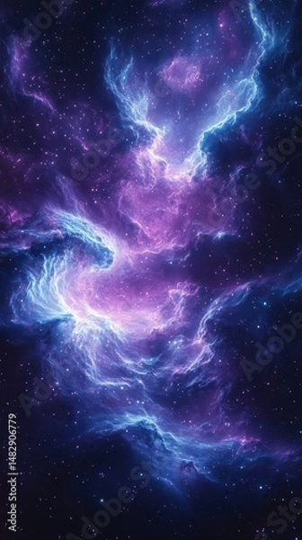 Obraz Cosmic nebula illuminated by vibrant colors over a starry space background at night