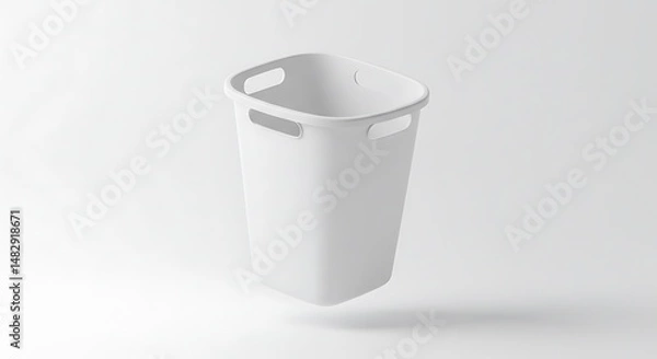 Obraz Isolated Empty White Plastic Basket with Handles on White