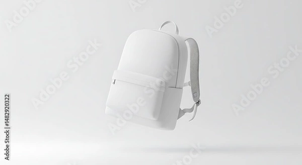 Fototapeta Backpack Floating on White Background - Minimalist Style