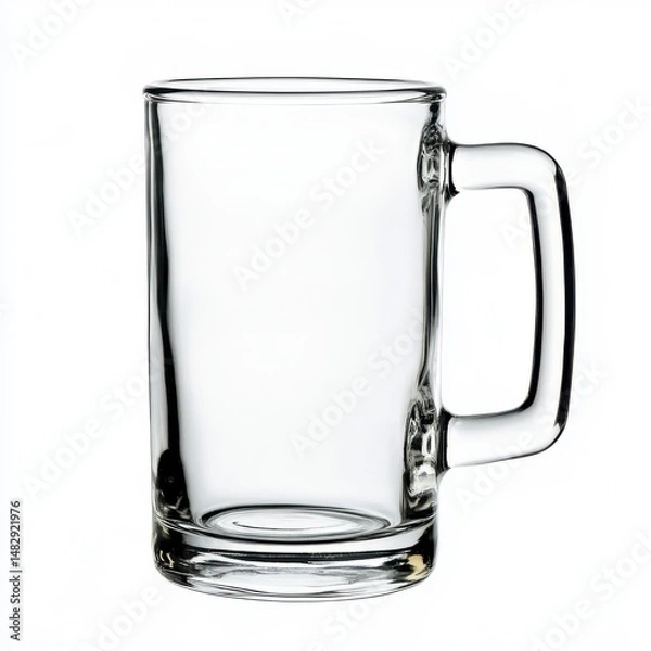 Obraz Empty Glass Mug on White Background for Beverage Presentation