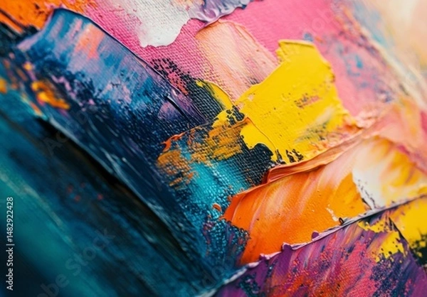 Obraz Vibrant Abstract Art with Bold Brushstrokes and Textured Canvas