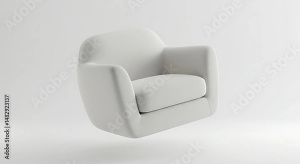 Obraz Armchair in Minimalist Style on White Background