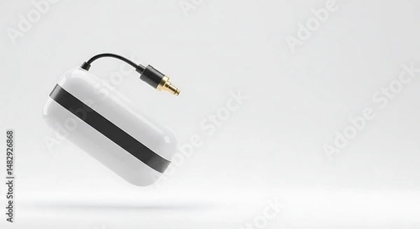 Fototapeta Portable Air Compressor with Hose Floating on White