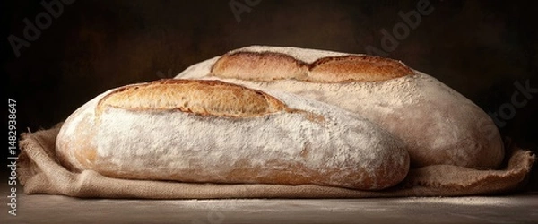 Obraz Freshly baked loaves of artisanal bread