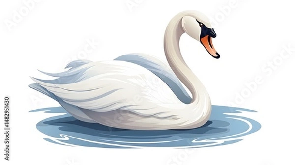 Obraz Cute Swan Character Cartoon Vector Illustration for Children's Books and Media