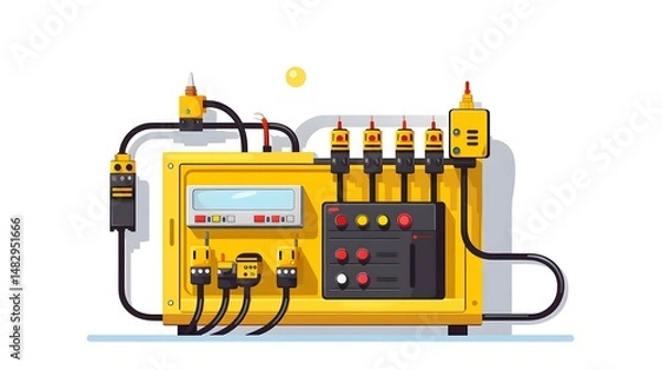 Obraz Professional image of high voltage switchboard and electrical wires in a box