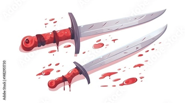 Obraz Medieval Knight and Soldier with Bloodied Sword - Historical Weaponry Stock Image