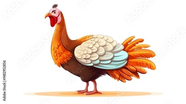Obraz Thanksgiving Turkey Cartoon Vector Illustration Isolated on White Background