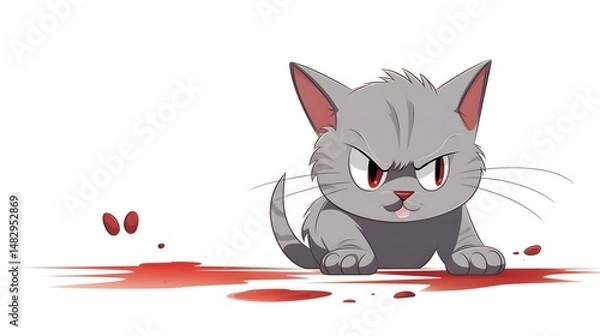 Obraz Detailed Grey Cat Claw Marks on Surface with Red Blood Scratch Marks