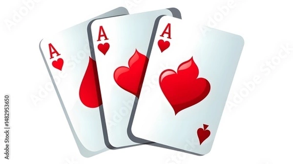 Obraz Three of Spades Cartoon Vector Illustration: Ideal for Card Games, Casino Themes, and Playing Card Designs