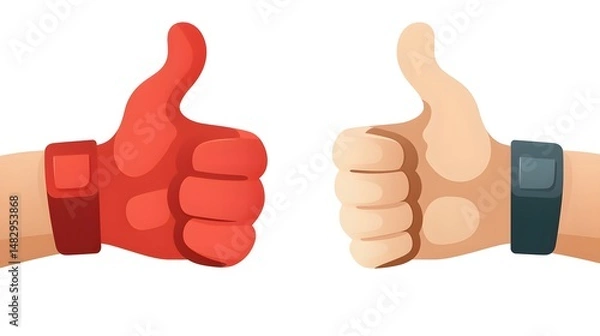 Obraz Thumbs Down Flat Icon Cartoon Vector Illustration for Web Design and Digital Marketing