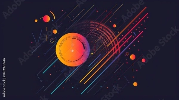 Obraz An abstract vector artwork showcases a vibrant, digital display with a gradient