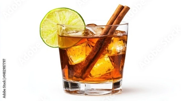 Fototapeta A refreshing margarita served in a clear glass with a salted rim.