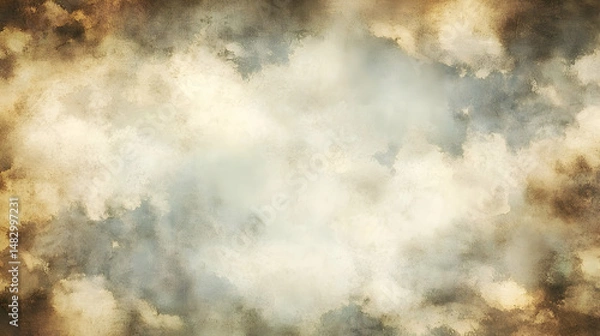 Fototapeta Cloudy sky, atmospheric texture, sunset hues, background, design element