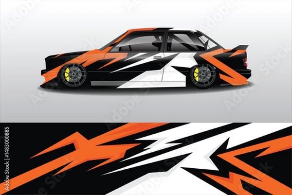 Fototapeta Stylishly Modified Car with Dynamic Graphics Design