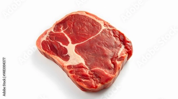 Obraz Raw Beef Meat Close-Up on Wooden Surface – Fresh Red Steak Texture, Uncooked Meat Cut for Cooking, Culinary Ingredient for BBQ, Grill, or Gourmet Recipes
