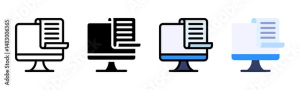 Fototapeta Computer icon sheet multiple style collection