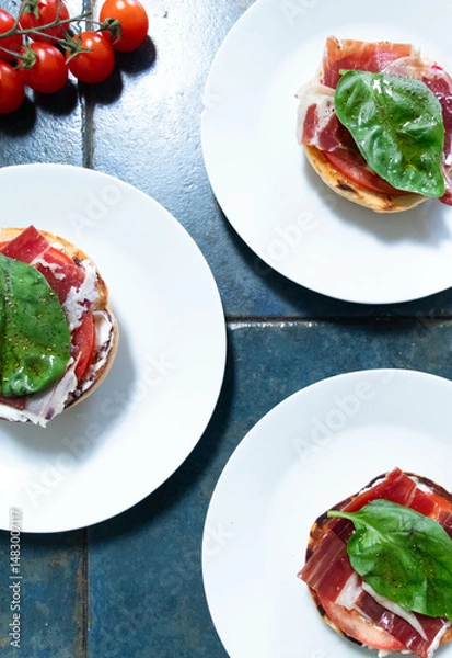 Obraz toast with jam and vegetables