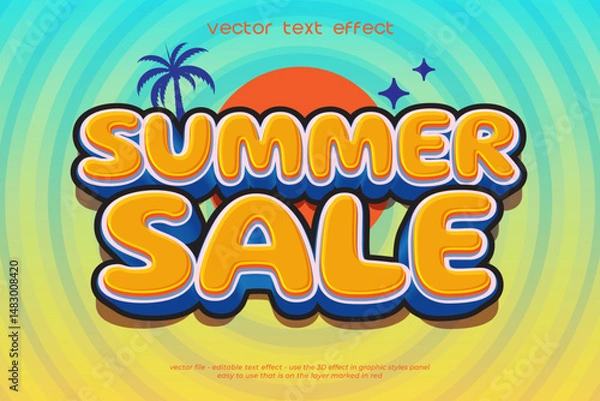 Fototapeta Summer sale editable text effect template