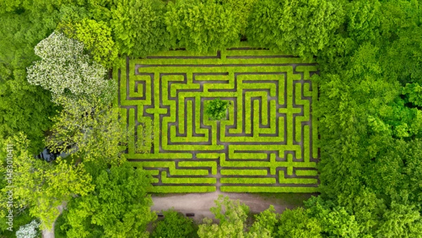 Fototapeta Aerial view of the park maze