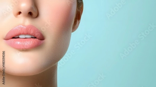 Obraz Smooth and Defined Chin Contour with Precision Non Surgical Cosmetic Procedure  Close up photograph highlighting the flawless radiant and rejuvenated results of a non invasive aesthetic treatment