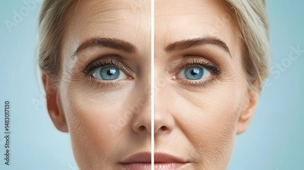 Obraz Detailed close up photograph showcasing the improved skin texture and tone of a patient s skin after undergoing a successful reconstructive surgical procedure