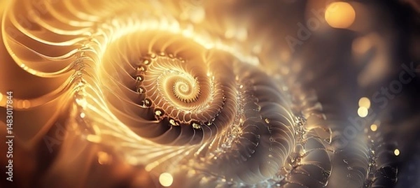 Obraz Delicate geometric spirals with a soft golden glow 