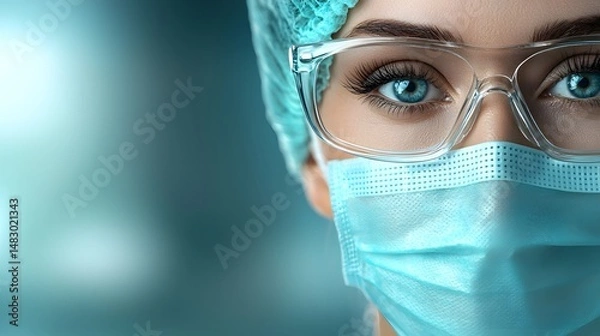 Obraz Close up Photograph of a Specialist Carefully Marking Gentle Guidelines on a Patient s Face Prior to a Skin Tightening Cosmetic Procedure Ensuring Clear Copy Space for Overlay or Text