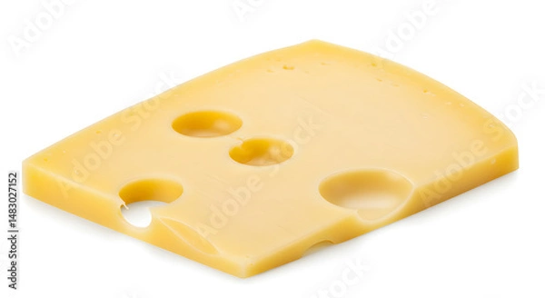 Fototapeta Yellow Triangular Cheese Slice Isolated on White Background