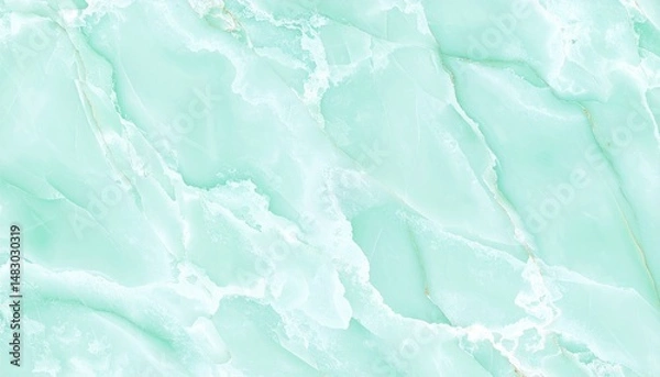 Obraz Une texture élégante de pierre de marbre onyx aqua, aux veines fluides et aux nuances translucides de bleu, vert et blanc, évoquant luxe et raffinement naturel.