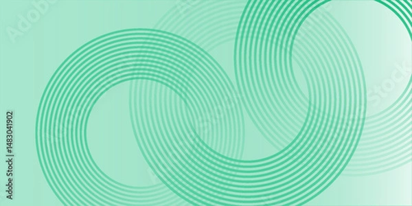 Obraz Green white abstract background overlap layer on bright space with circles effect decoration. Modern banner with lines style. Graphic design element stripes concept for flyer, card, or brochure cover