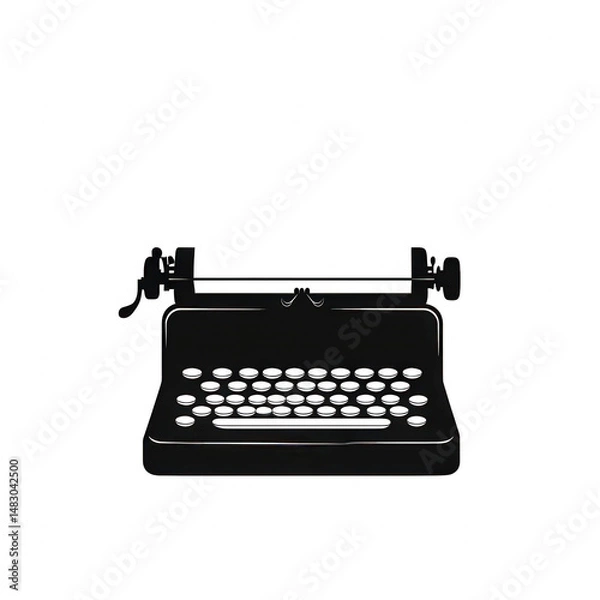 Fototapeta Classic typewriter, vintage design on a white isolated background, emphasizing its timeless appeal for writers and enthusiasts of retro technology.