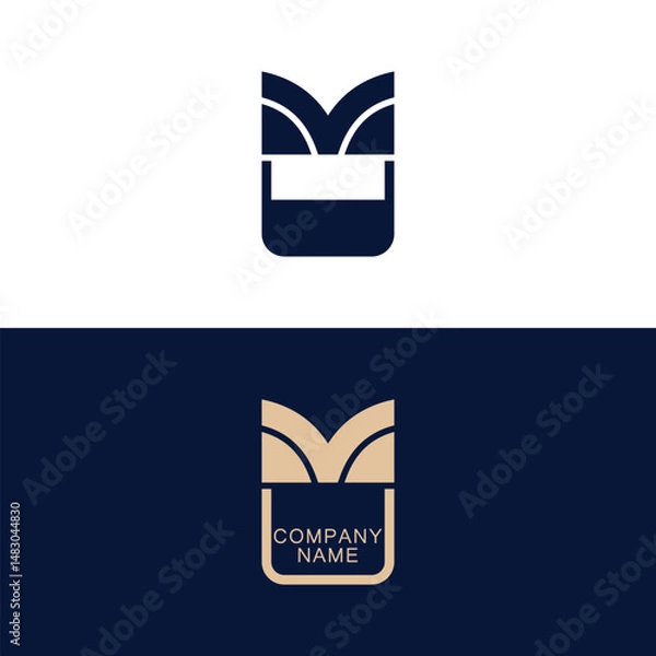 Obraz modern and minimal letter M V monogram initial black universal logo design template