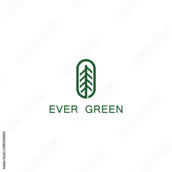 Obraz Ever Green Logo - Leaf Emblem with Green Tree Icon for Brand Identity